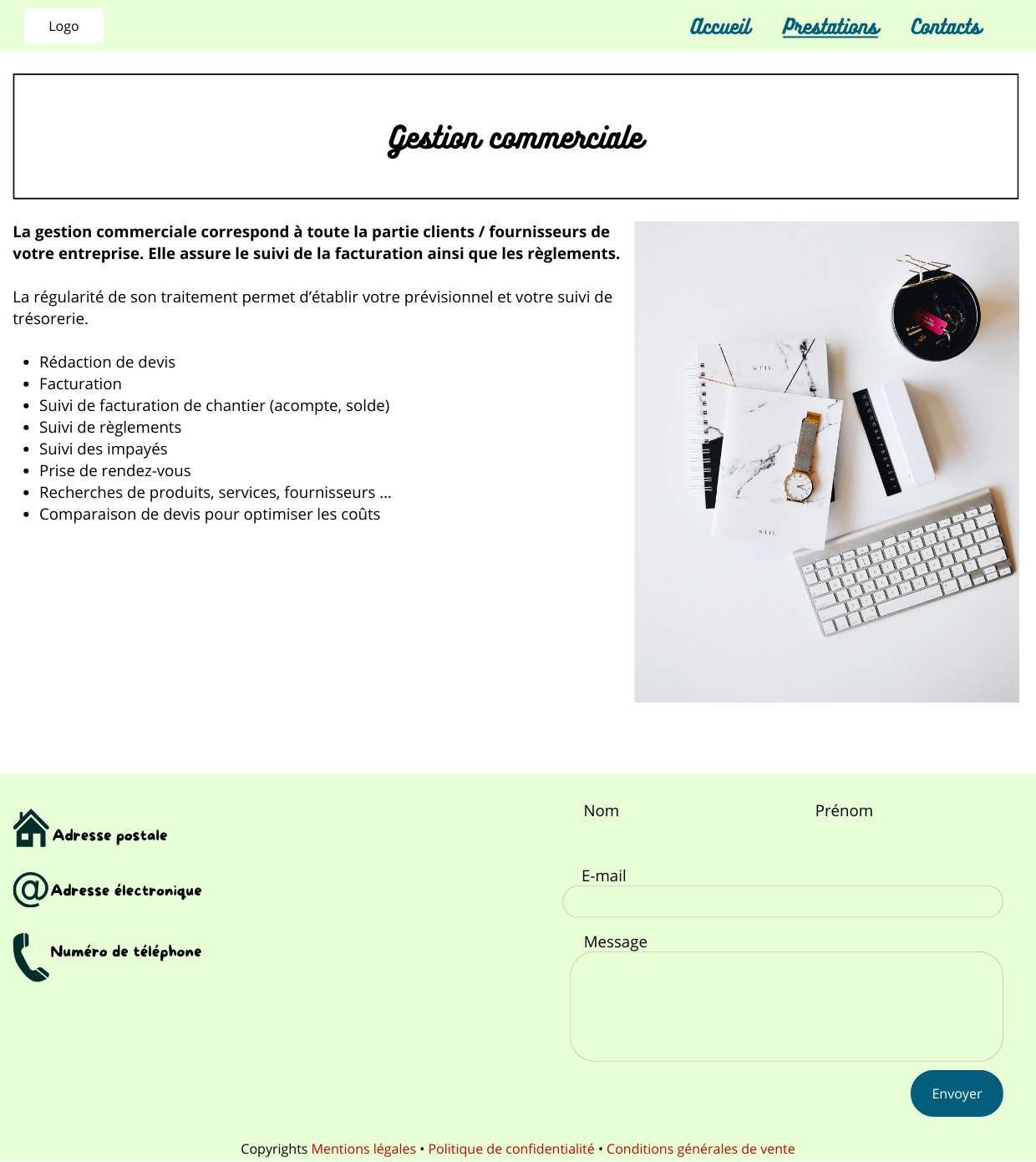 Page gestion commerciale
